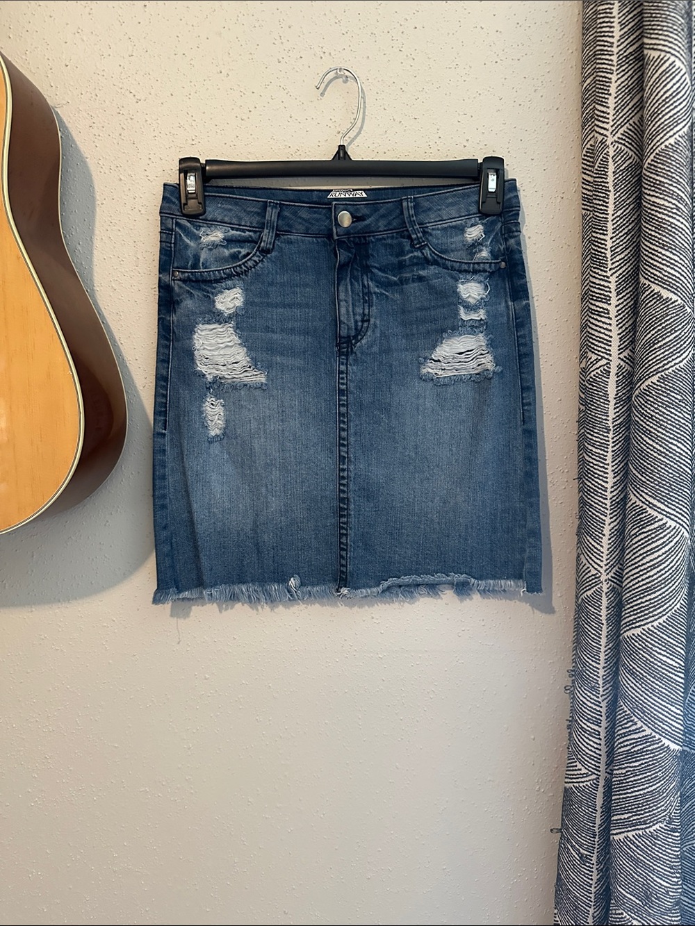 Distressed Blue Denim Mini Skirt - Women